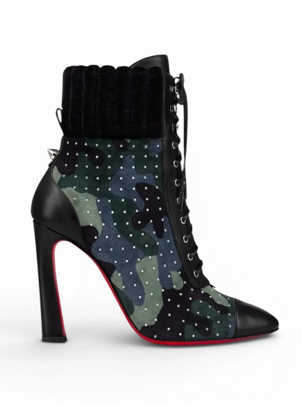 Christian Louboutin Dakita Camo Plume Crystal accent booties RETAIL 1995